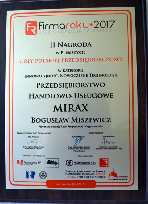 II Nagroda w Plebiscycie Orły Polskiej Przedsiębiorczości 2017